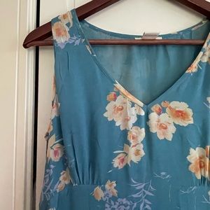 SUNDANCE Handkerchief Dress Blue Roses Womens 4 Amazing Details! EUC